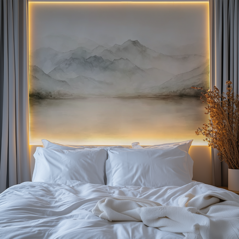 Watercolor beige aquatic landsc... wallpaper chambre premium