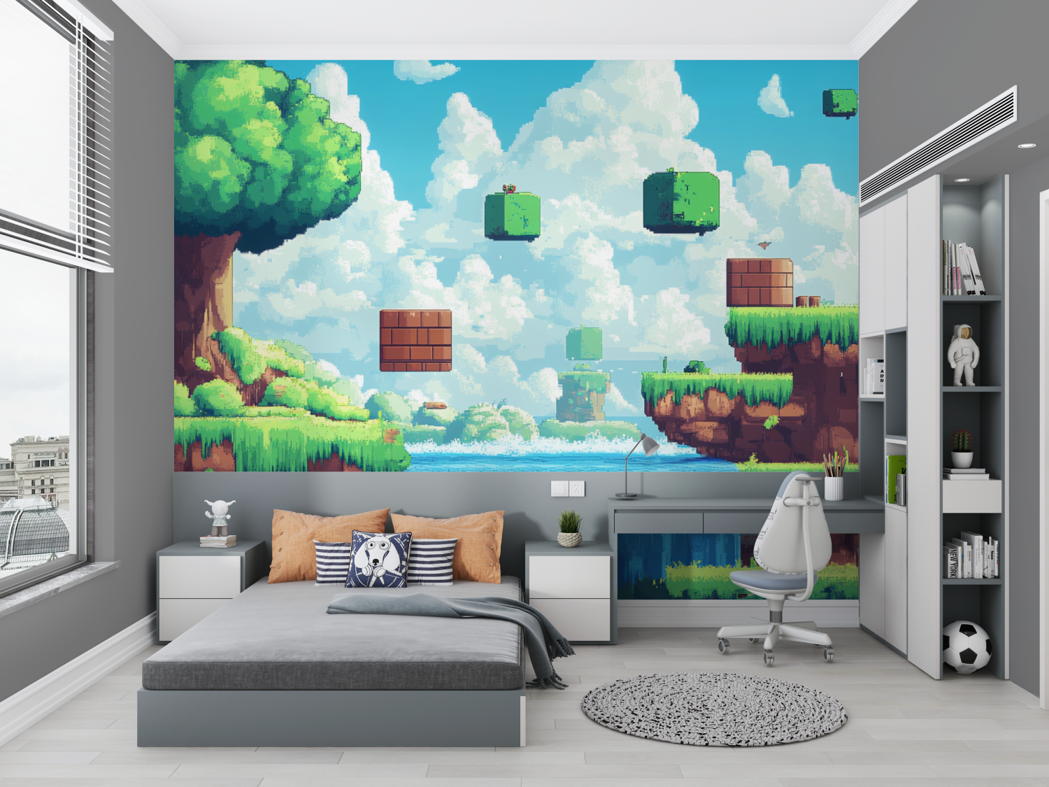 Papier peint le monde pixelise reveur chambre petit