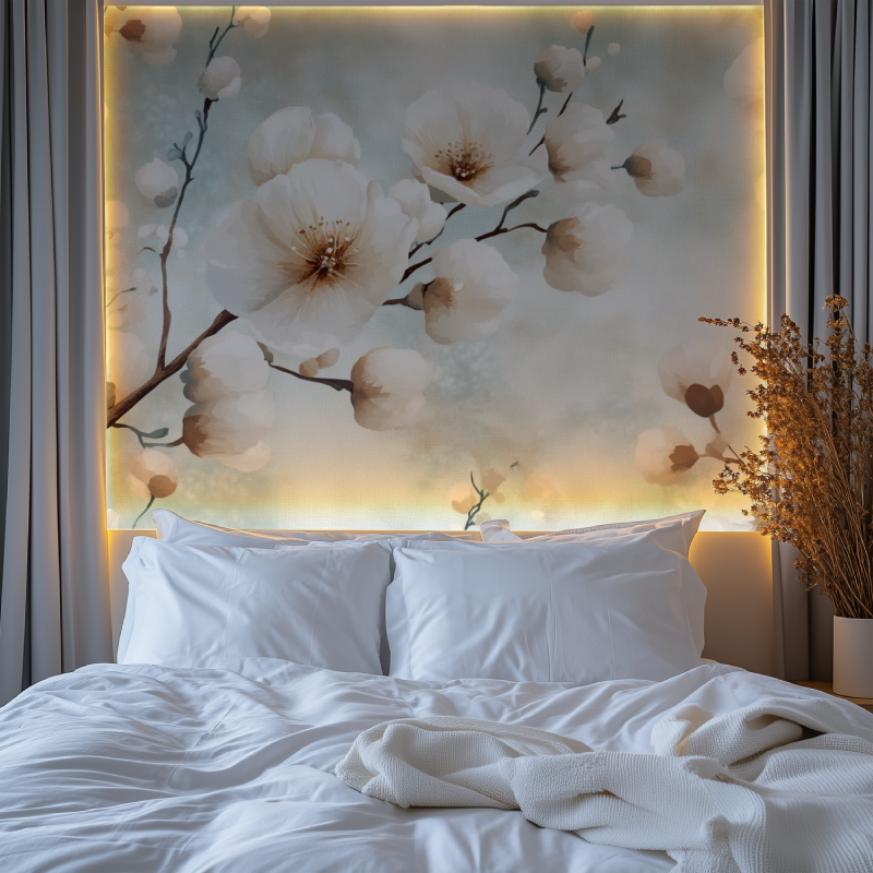 Papier peint fleur de coton chambre tendanc