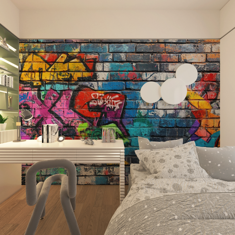 Papier peint graffiti mur de pierre chambre adolescents