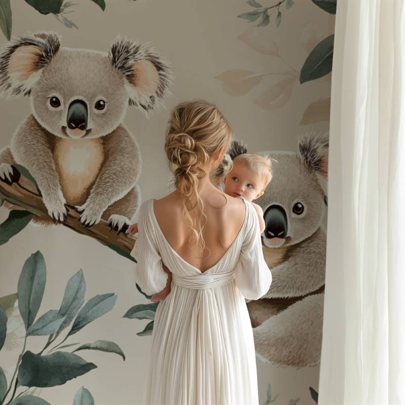 Papier peint koala sur fond sable doux bb123