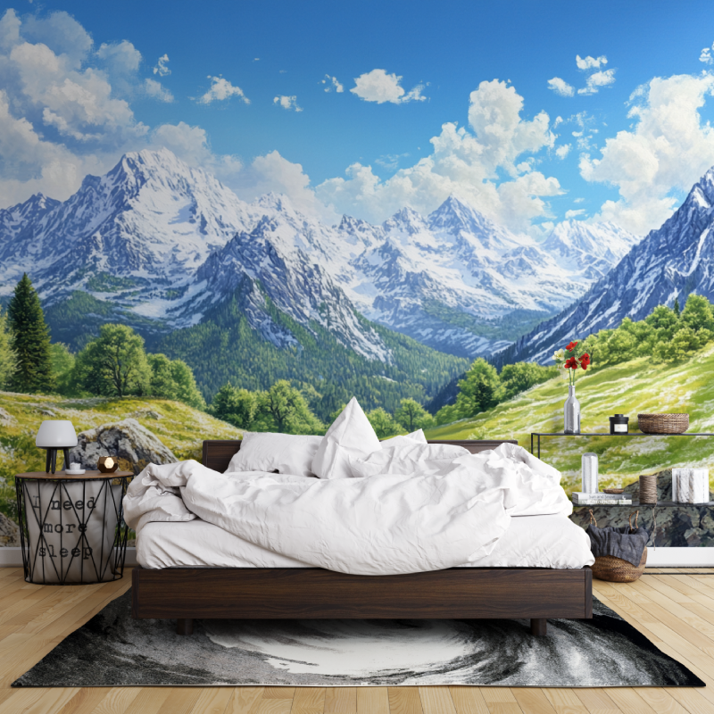 Papier peint trompe loeil montagne leroy merlin mur