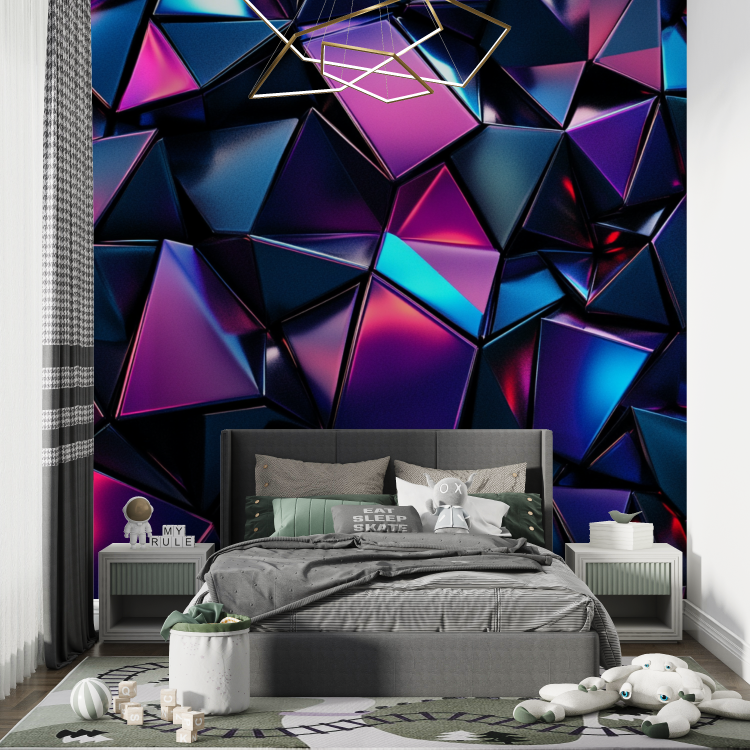 Papier peint neon gaming room arc chambre de garcon