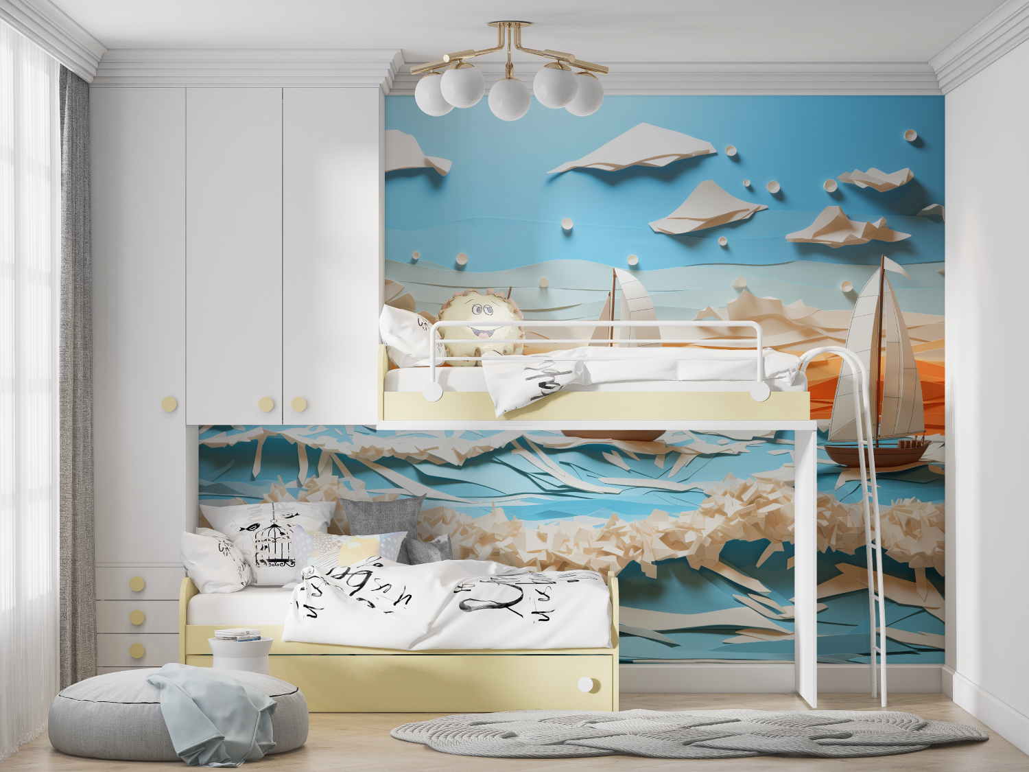 Papier Peint Enfant Bateau 3D - tapisserie ado