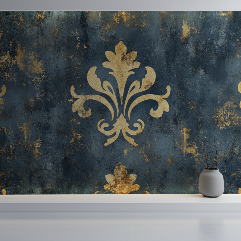 Papier peint fleur de lys mur blanc