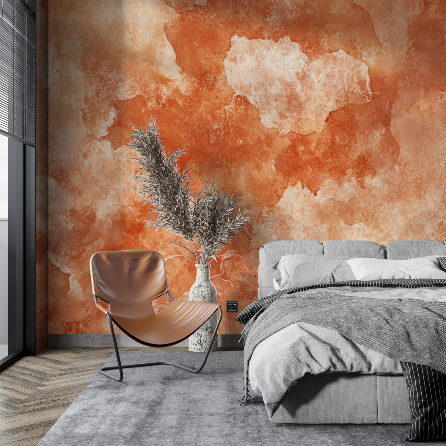 Papier peint terracotta fond ab...artistique tapisserie pano