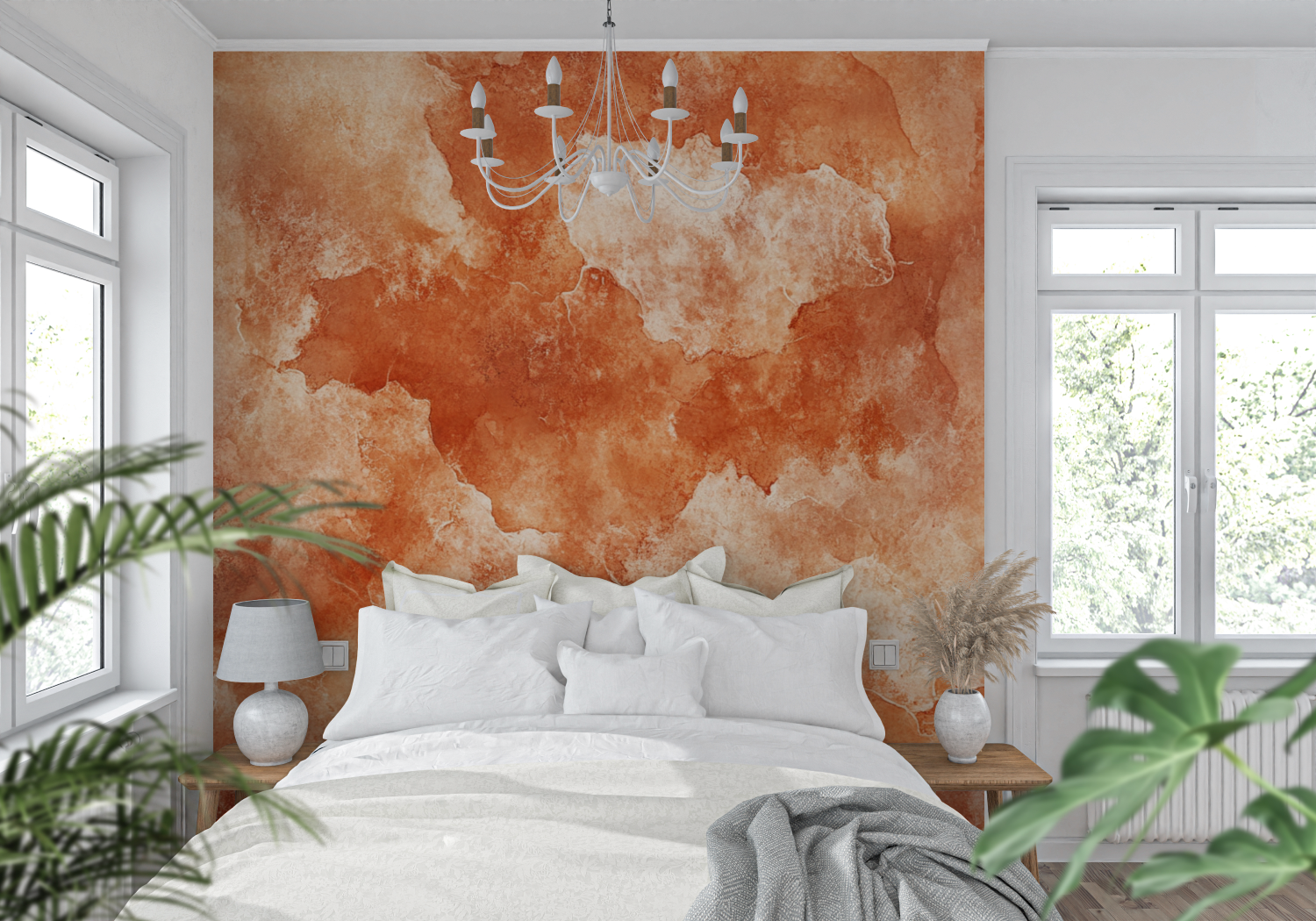 Papier peint terracotta fond ab...it artistique tendance mur