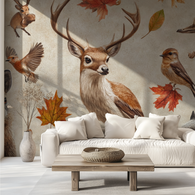Papier peint trompe loeil animaux canape tendance