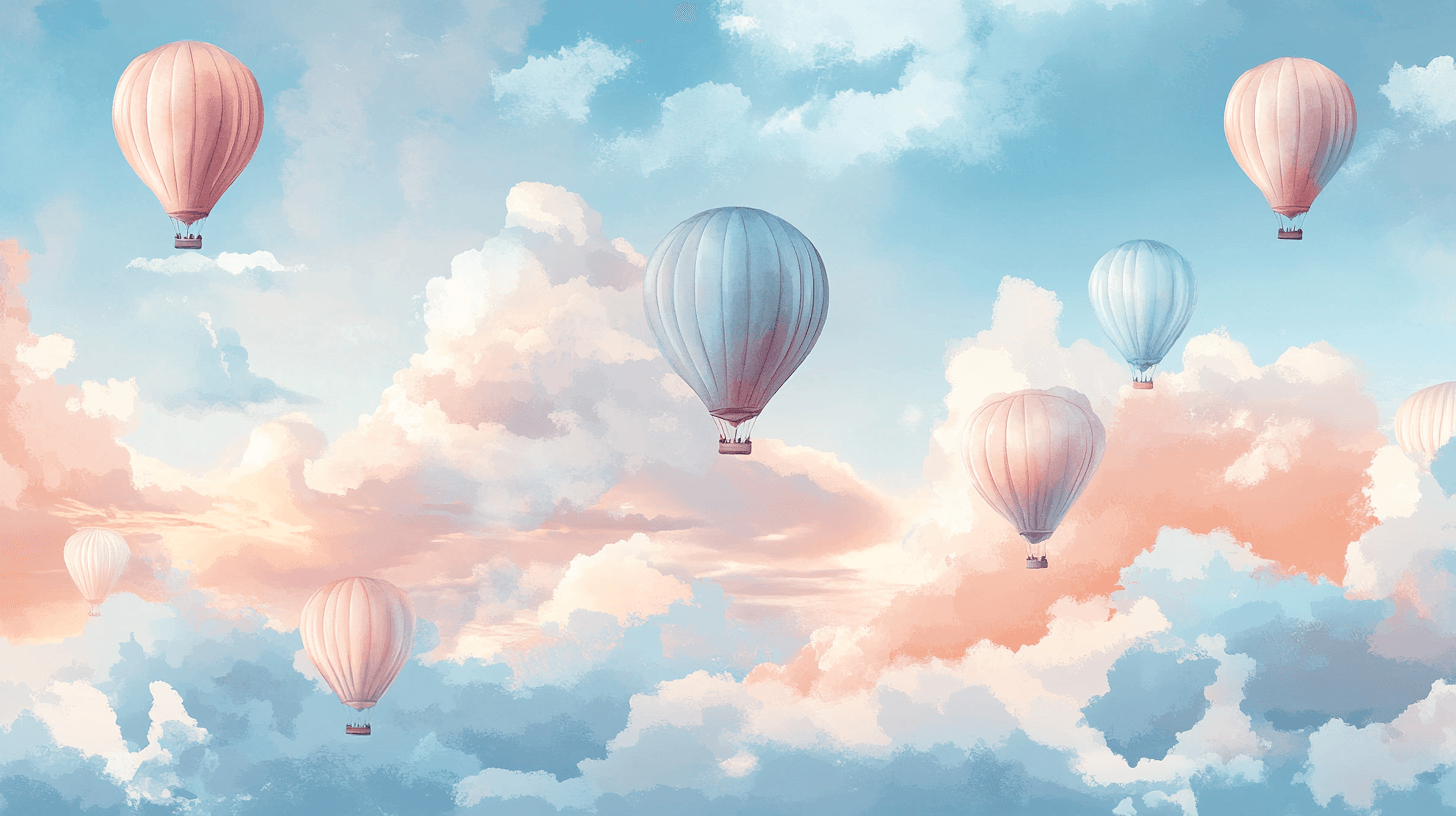 Papier Peint Montgolfière Et Ciel Crépusculaire