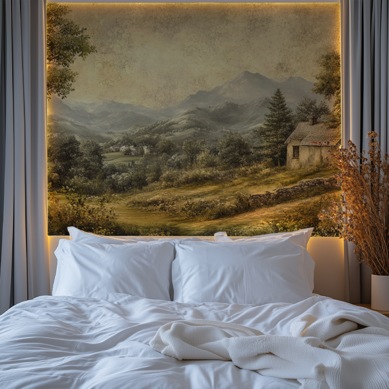 Papier peint vintage panoramique chambre premium