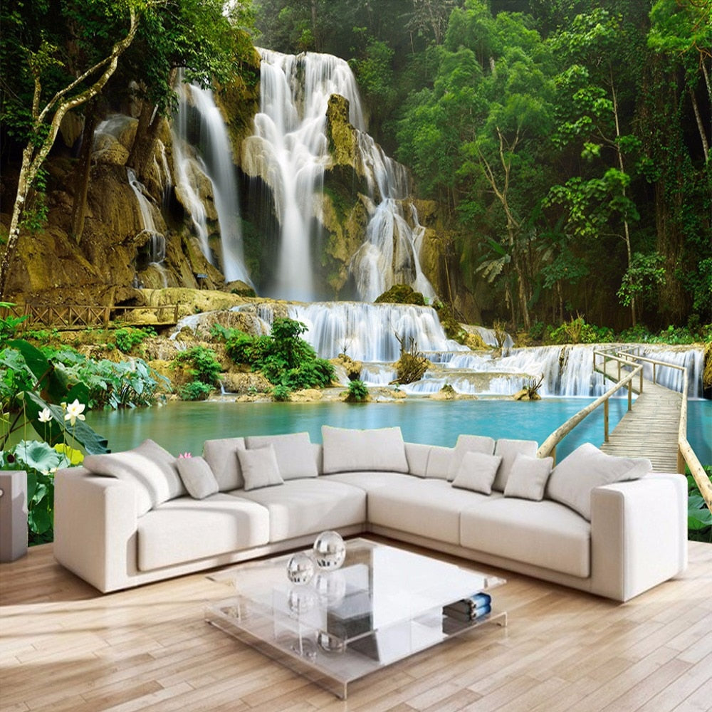 Waterfall Landscape 3D Non-woven TV Background Photo
