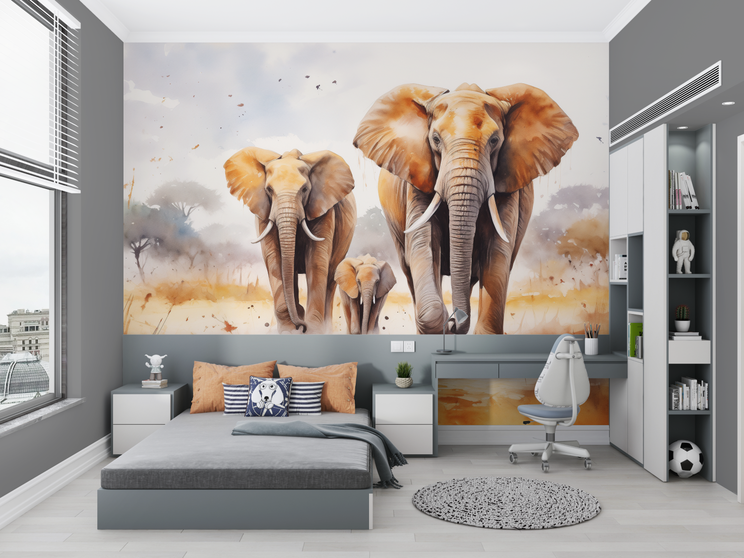 Papier Peint Elephant Enfant - chambre petit