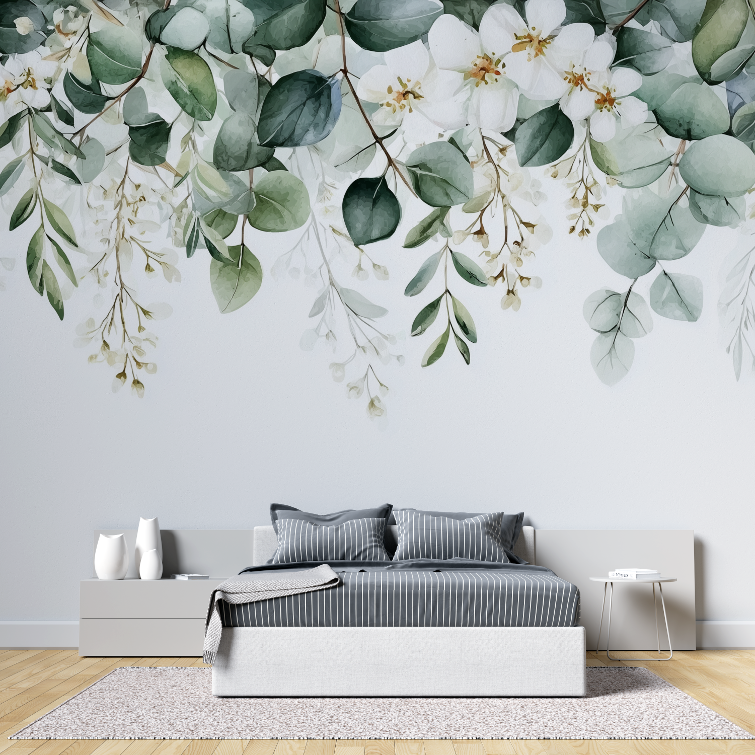 Tree green foliage mural wallpaper tete de lit