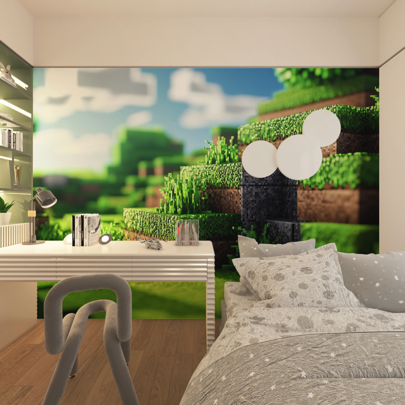 Papier peint paysage minecraft chambre adolescents