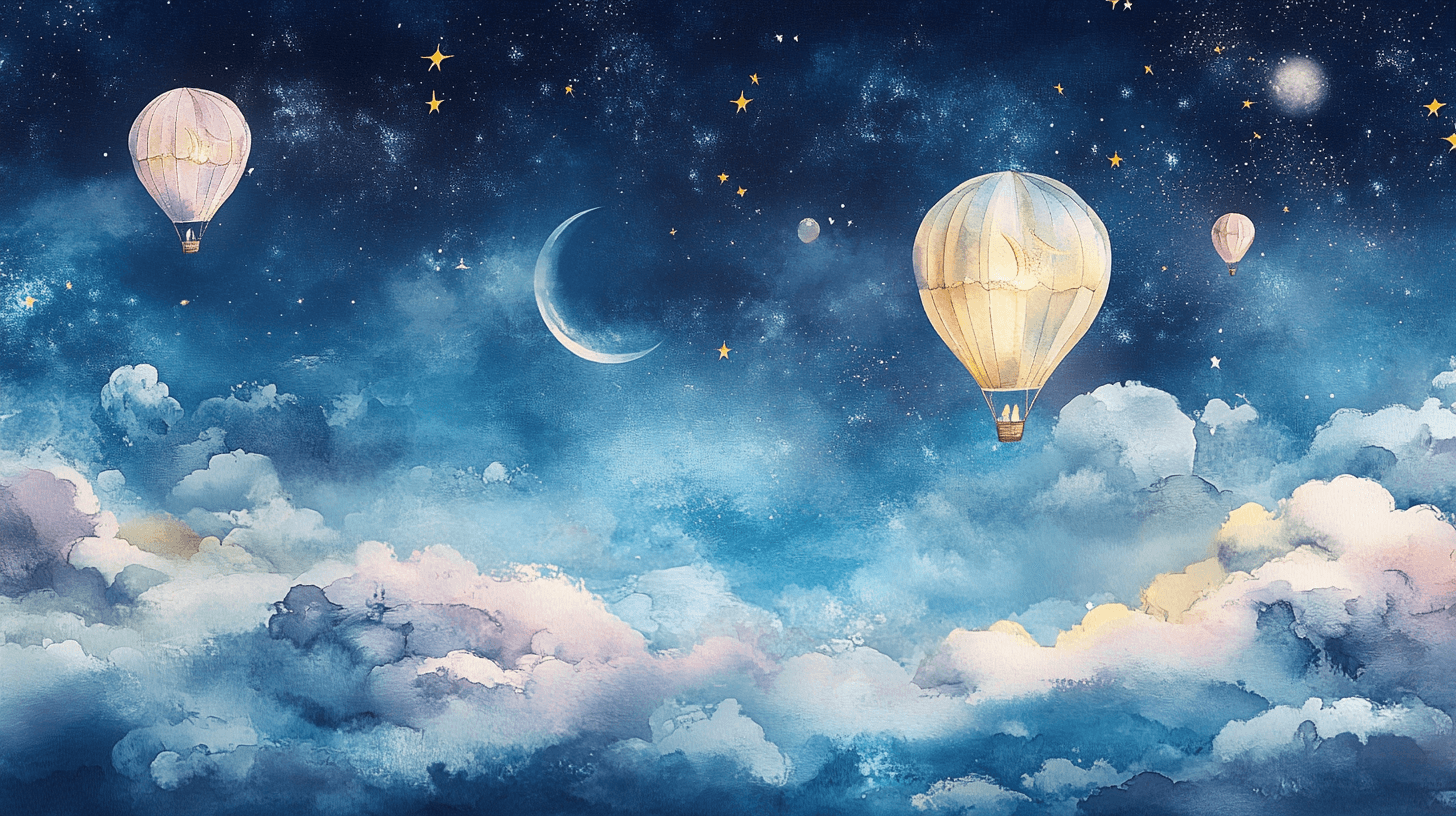 Papier Peint Montgolfière Et Ciel De Nuit Magique