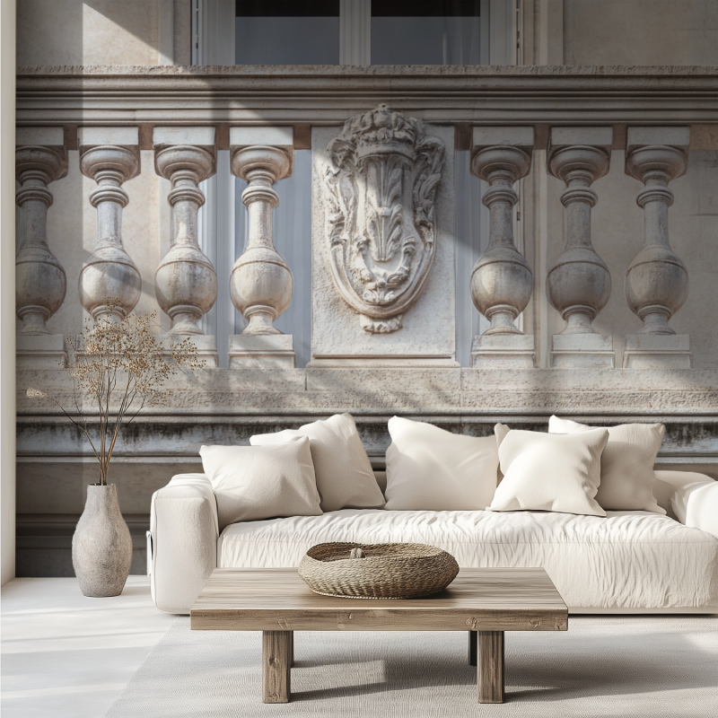 Papier peint trompe loeil haussmannien canape tendance