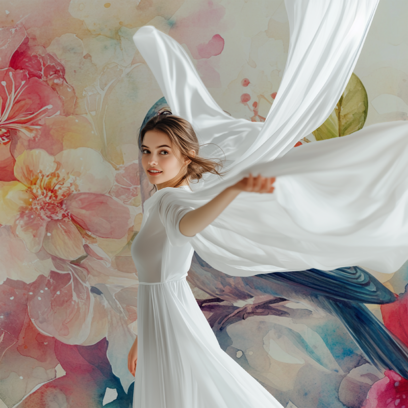 Papier peint fleur oiseau modele