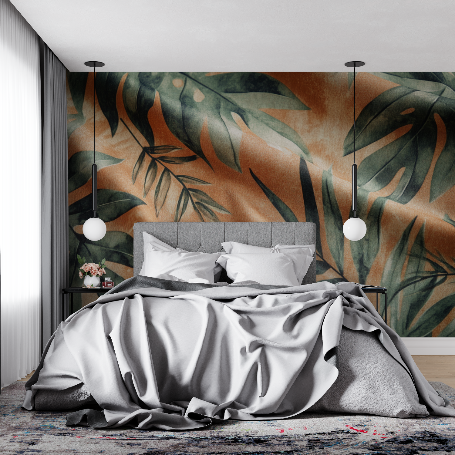 Papier peint terracotta et vert sauge 4murs