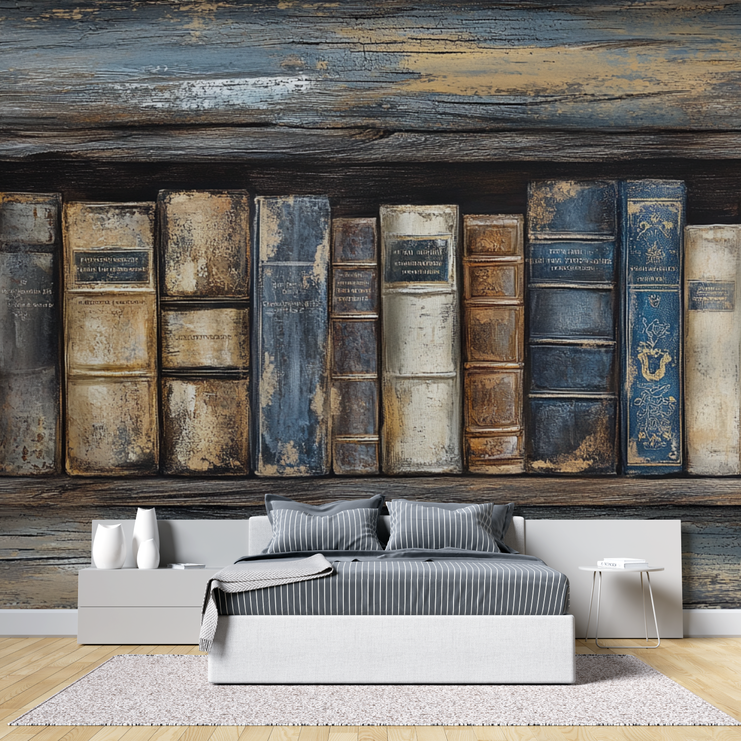Papier peint trompe l oeil salon tete de lit