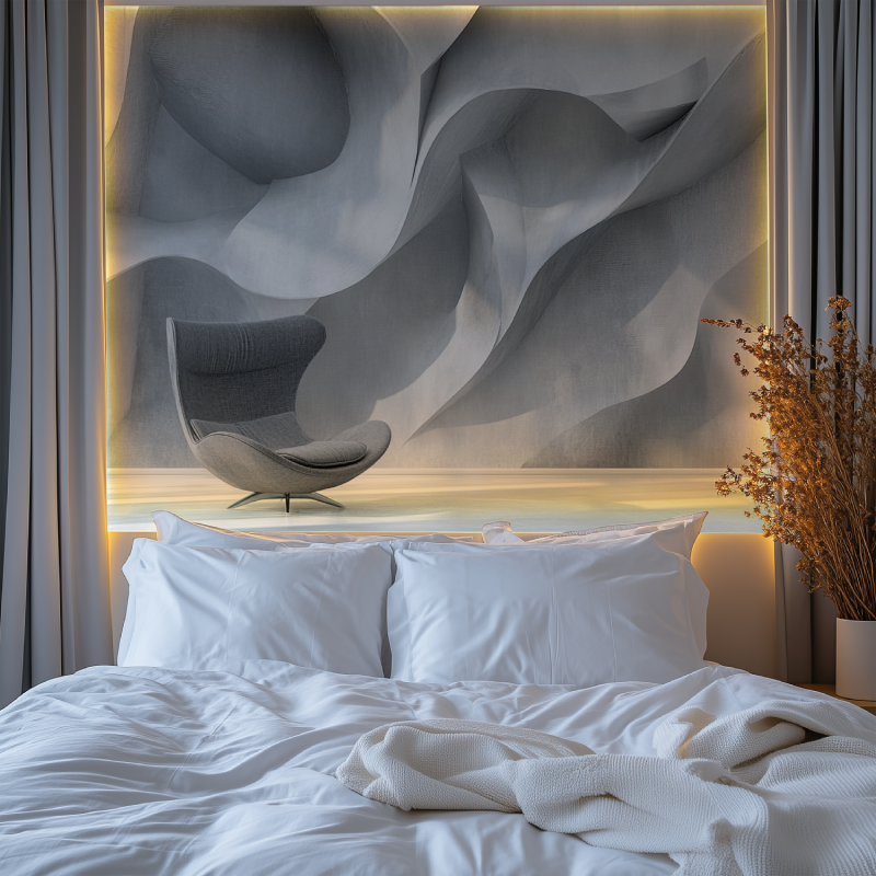 Papier peint 3d gris trompe l o...ures metal chambre premium