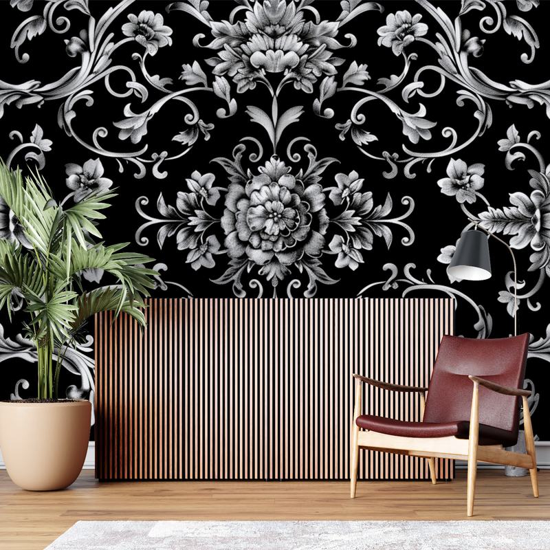 Papier Peint Noir Baroque - mural