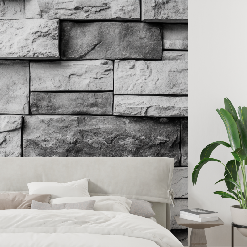 Papier peint trompe loeil gris tapisserie tendance