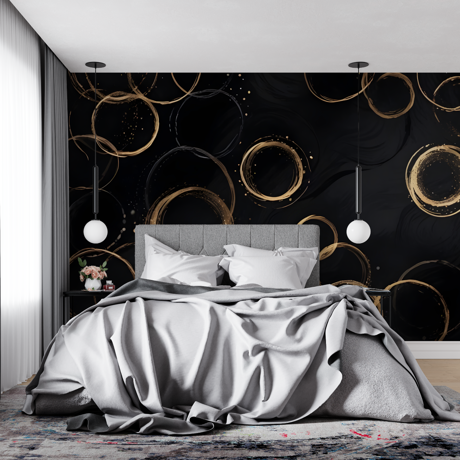 Papier Peint Noir Salon - tendance mur