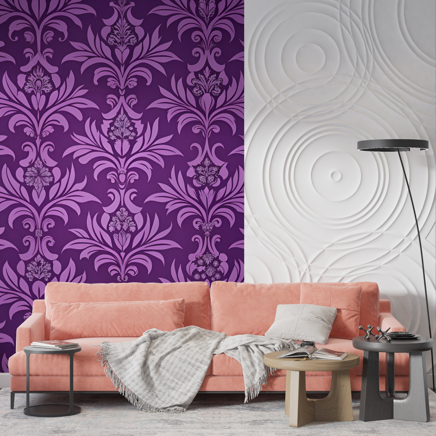 Papier Peint Baroque Mauve - tendances