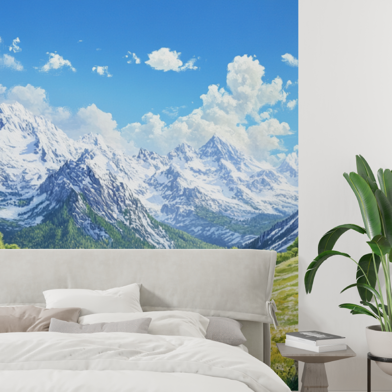 Papier peint trompe loeil montagne tapisserie tendance