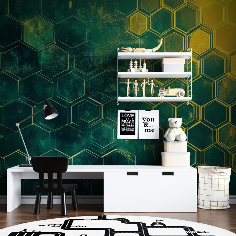 Papier peint enfant hexagones n...rt tapisserie chambre ados