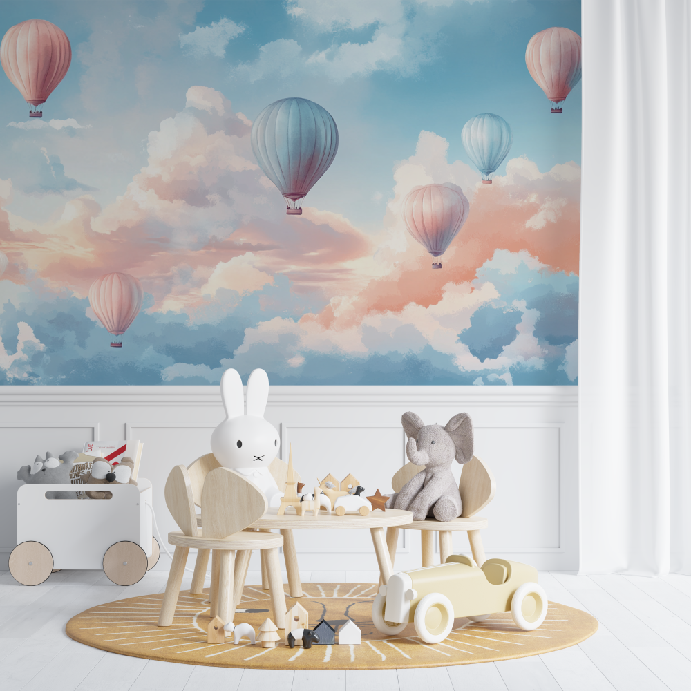 Papier peint montgolfiere et ci...pusculaire chambre de bebe