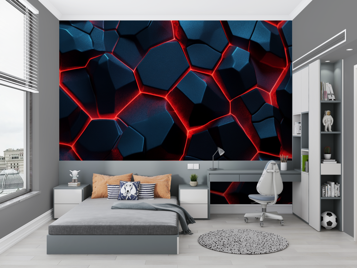 Papier peint neon gaming room noir chambre petit