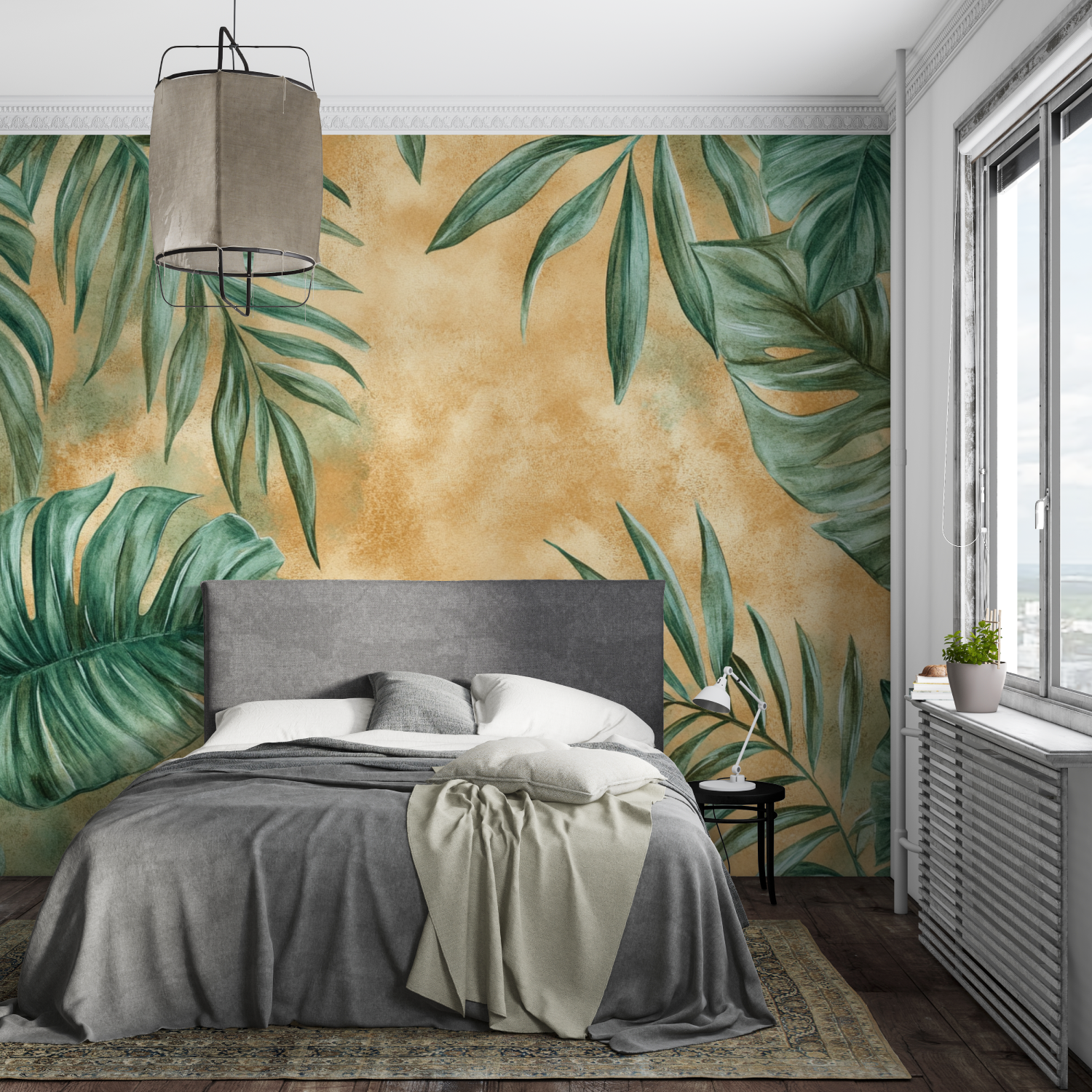 Papier peint terracotta fresque murale botanique mural