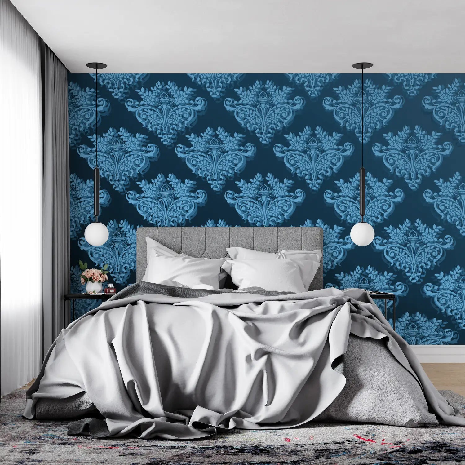 Papier Peint Baroque Bleu - 4murs