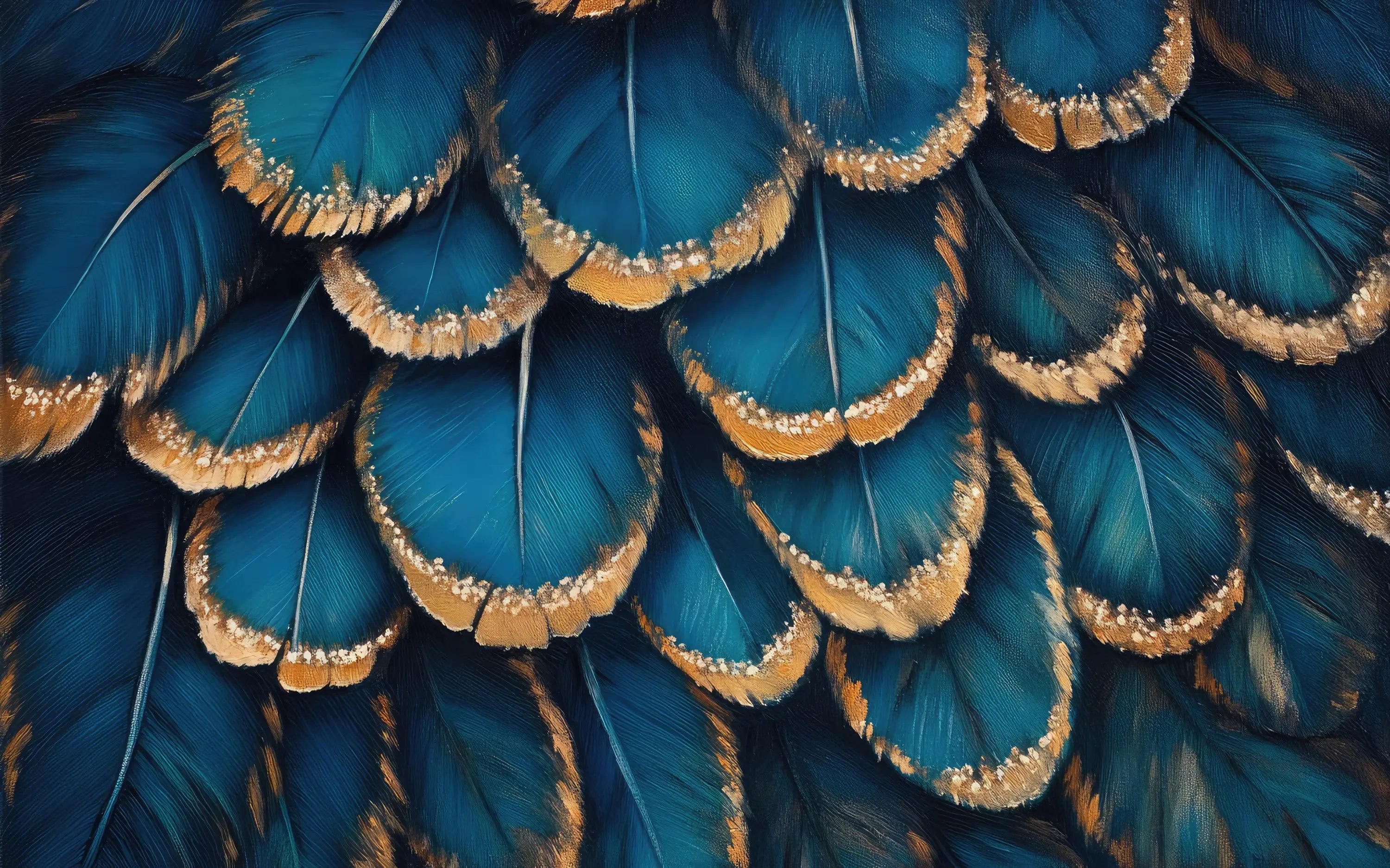 Peacock blue wallpaper feathers