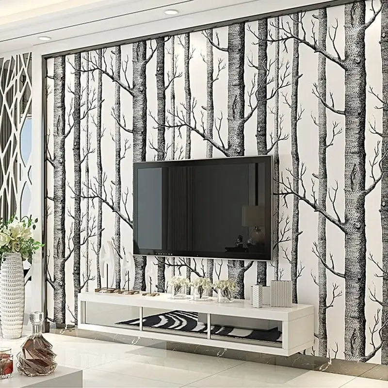 Black and White Birch Wallpaper - Second Image