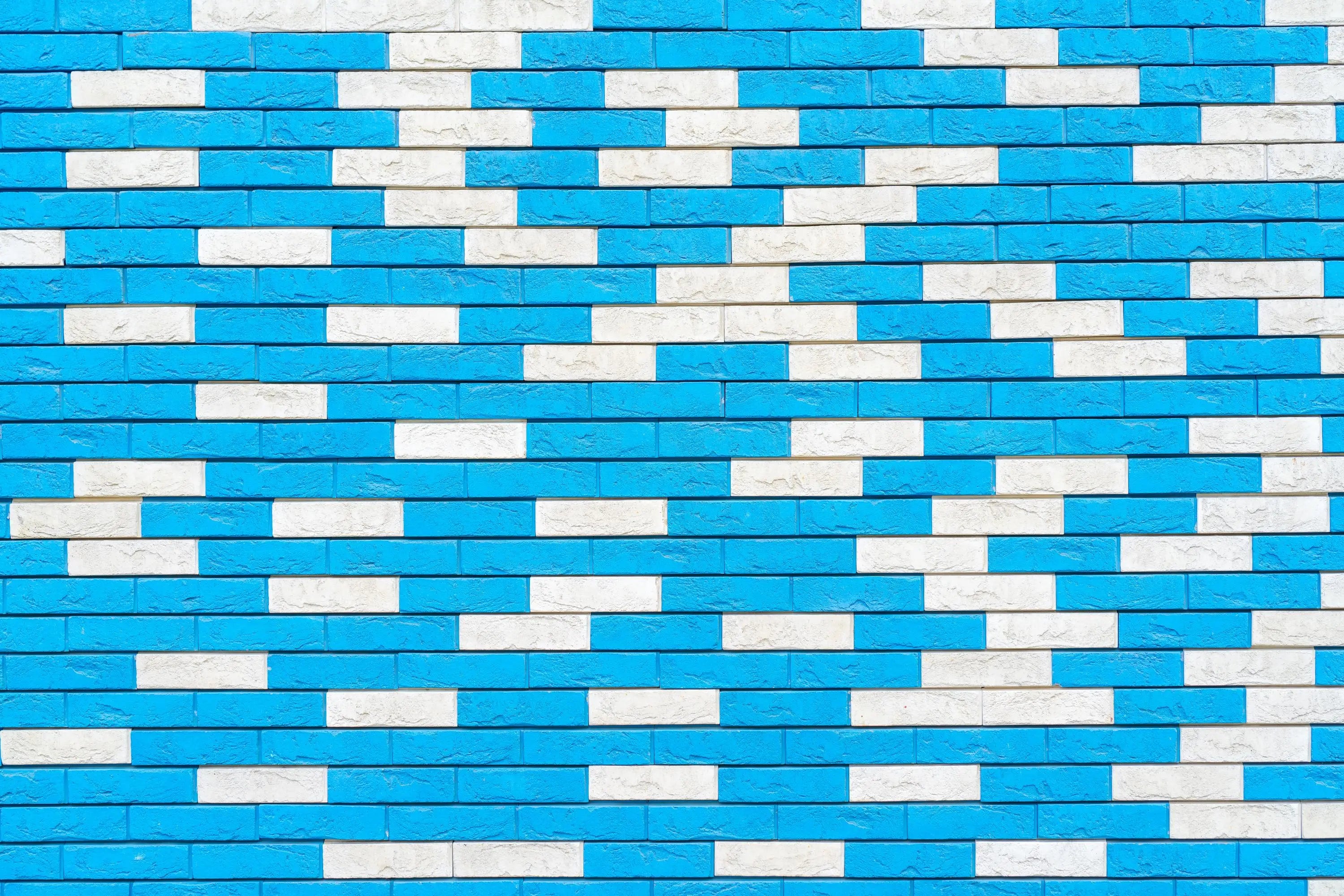 Blue brick effect wallpaper