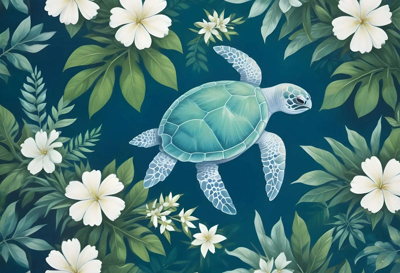 Papier Peint Enfant Tortue Tropicale