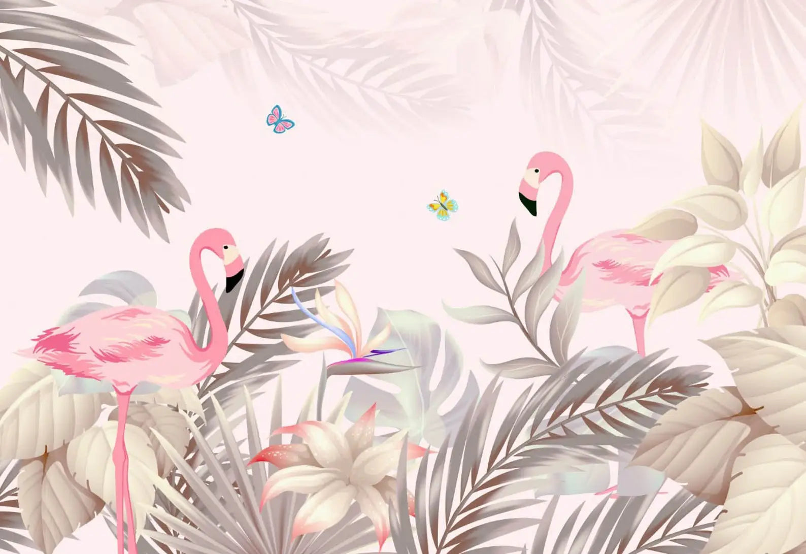 Papier Peint Flamant Rose Vintage