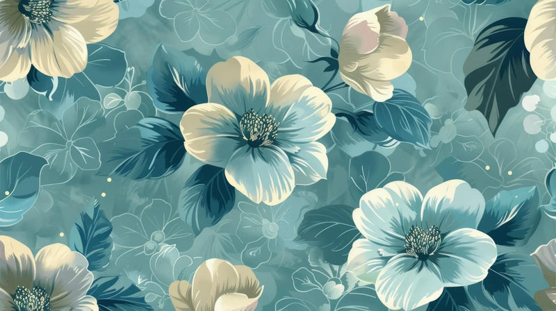 Teal Floral Wallpaper