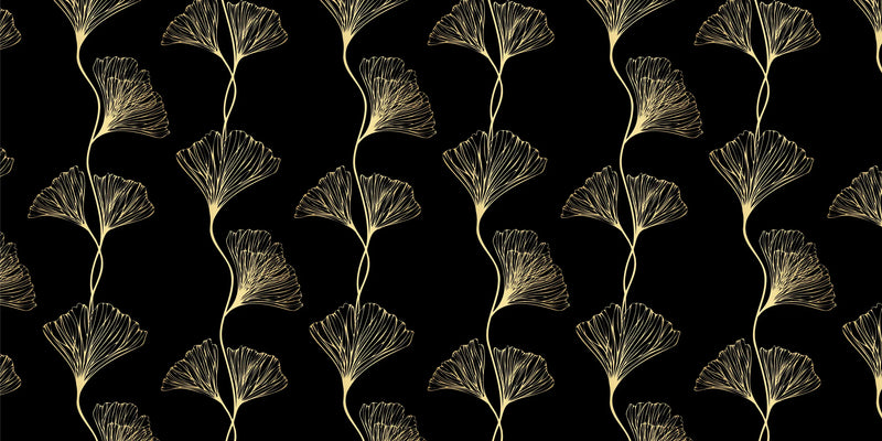 Papier Peint Ginkgo Doré Motif