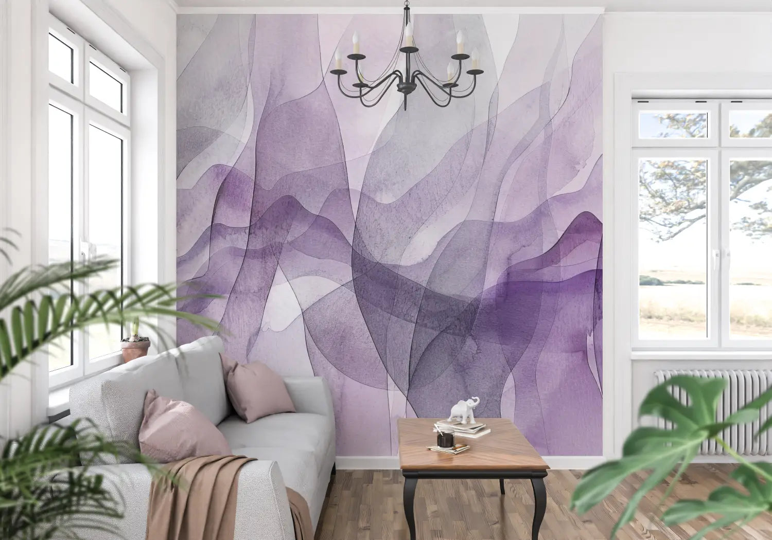 Papier Peint Gris Et Violet - panoramique tendance