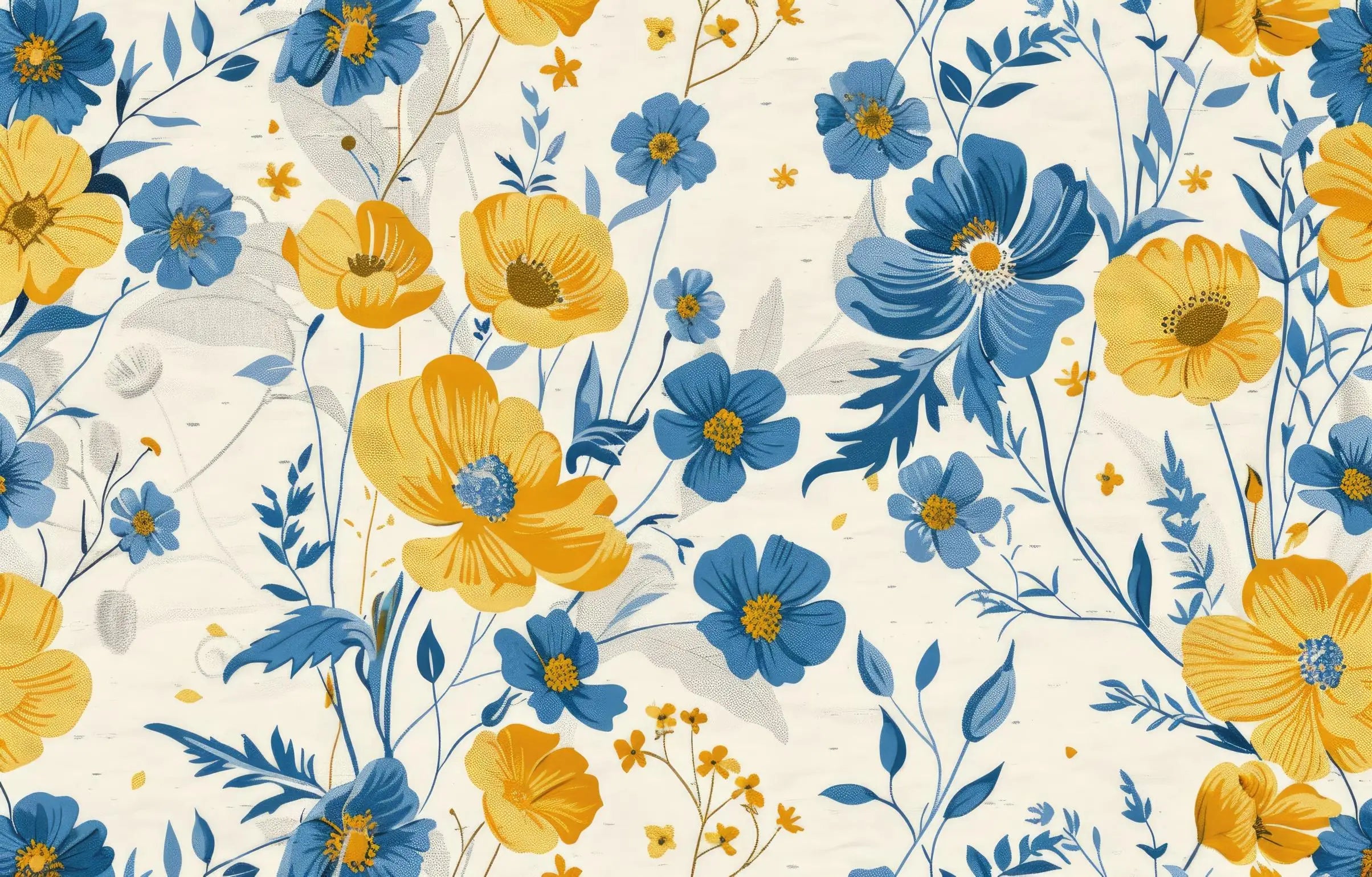 Yellow and duck blue wallpaper