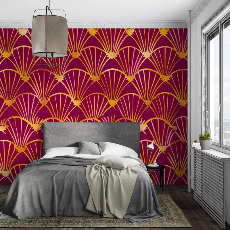 Papier Peint Motif Rouge Doré - pano mural