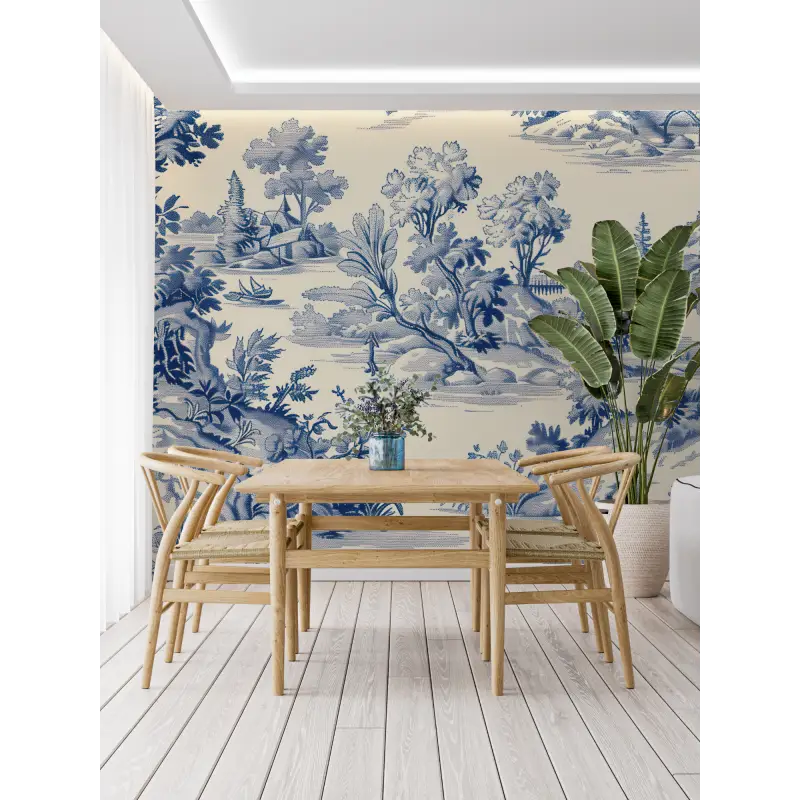 Papier Peint Motif Toile De Jouy - panoramique tendance