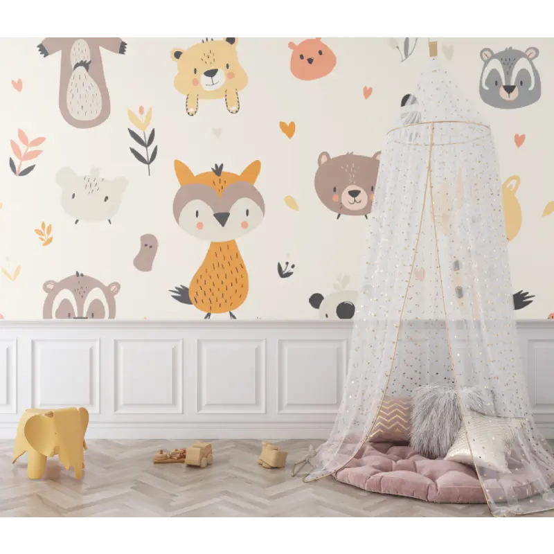 Papier peint Motifs animaux mignons - bebe