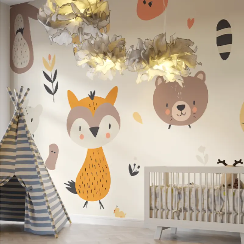 Papier peint Motifs animaux mignons - bebe unisexe