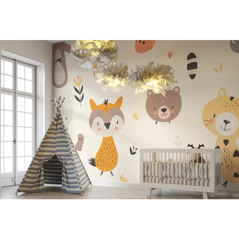 Papier peint Motifs animaux mignons - bebe unisexe