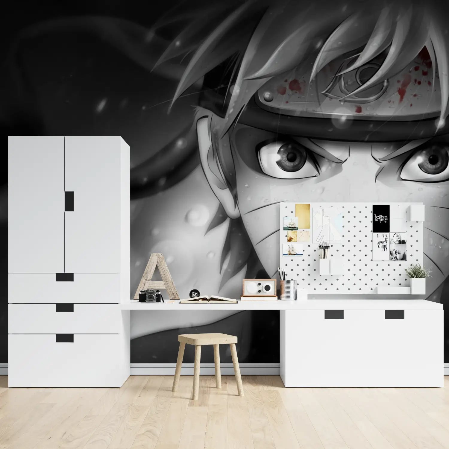 Papier Peint Naruto Noir et Blanc - tapisserie garçon