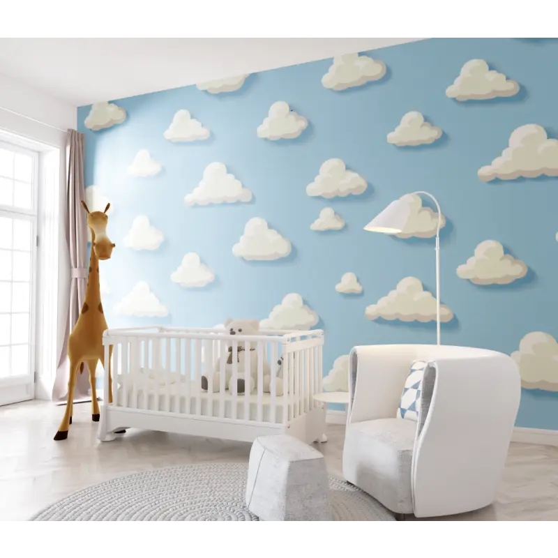 Papier peint Nuages bleu pour bébé - chambre de bebe